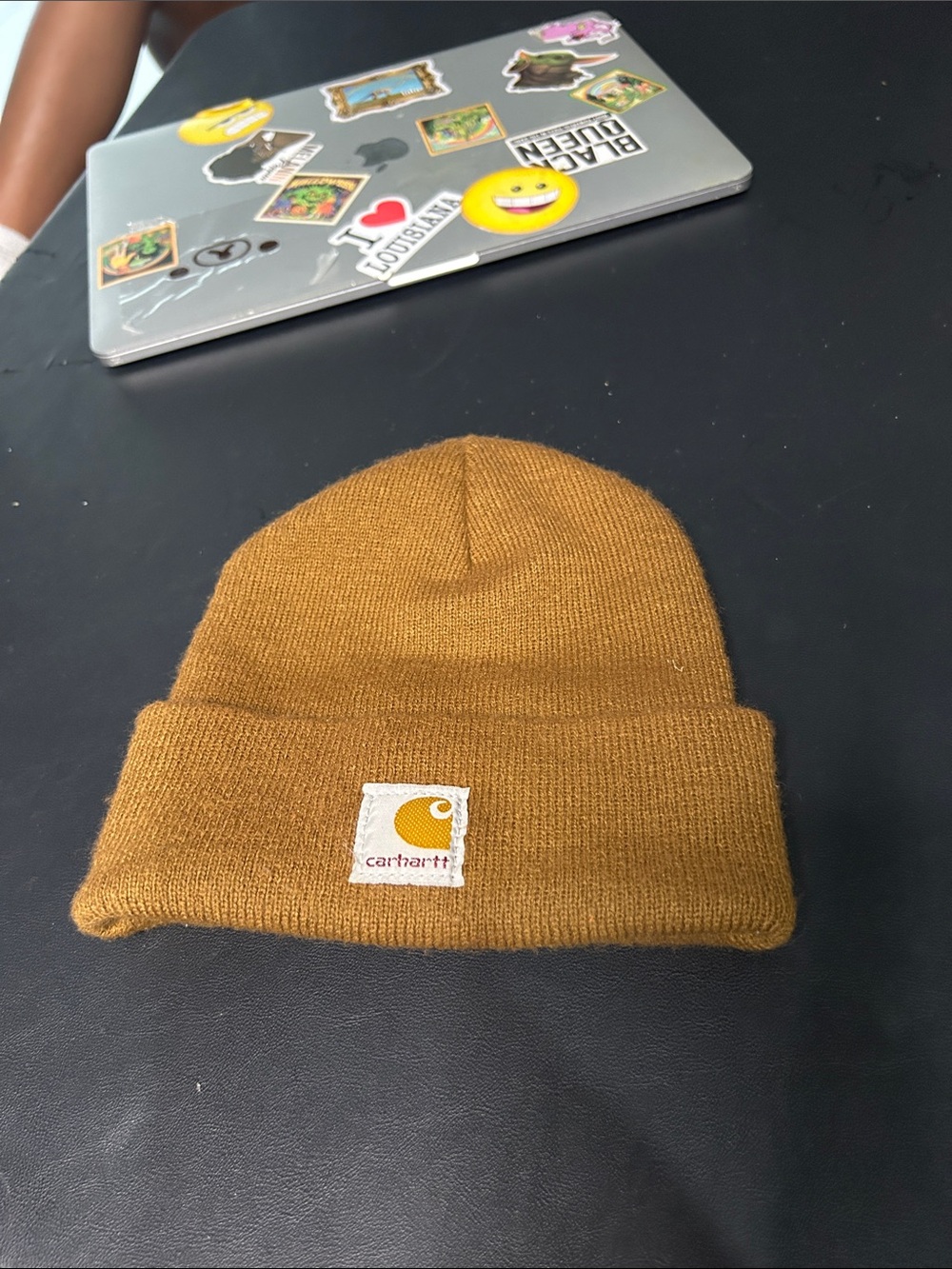 Carhartt youth Cuffed Knit Beanie in Mustard Brown